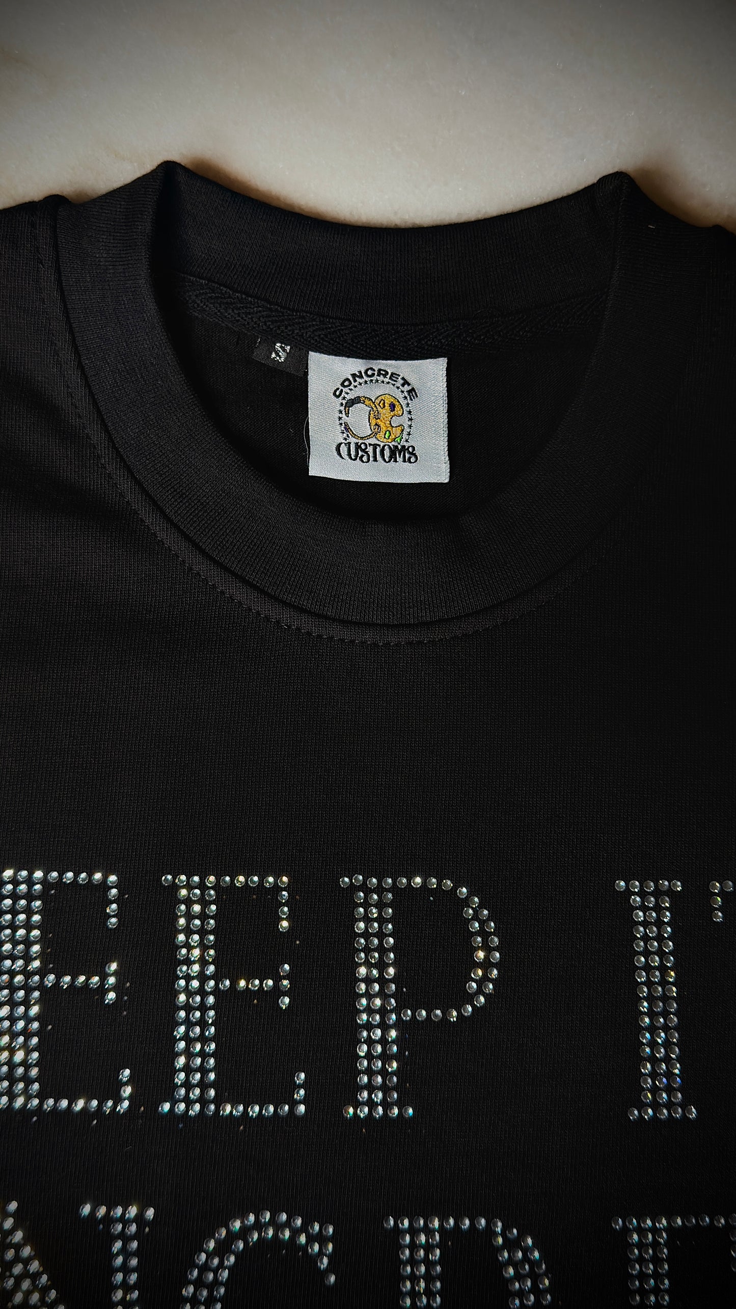 Keep It Concrete Rhinestone T-Shirt (SOLID Edition) – Premium Streetwear Tee